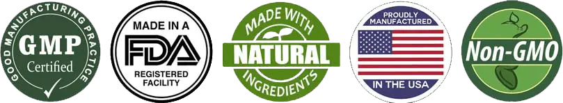 FDA-registered facility, Made in USA, Non-GMO certifications
